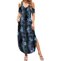 Purple Paradise Hawaii Shell Lei Summer Maxi Dress Hawaiian Sunrise Shell Hebrew Cone Plumeria LT14 Women Purple - Polynesian Pride