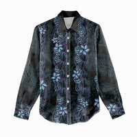 Purple Paradise Hawaii Shell Lei Women Casual Shirt Hawaiian Sunrise Shell Hebrew Cone Plumeria - Polynesian Pride