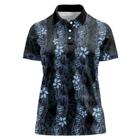 Purple Paradise Hawaii Shell Lei Women Polo Shirt Hawaiian Sunrise Shell Hebrew Cone Plumeria - Polynesian Pride