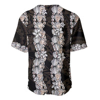 Black and Beige Hawaii Shell Lei Baseball Jersey Hawaiian Sunrise Shell Hebrew Cone Plumeria LT14 - Polynesian Pride