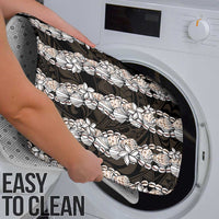 Black and Beige Hawaii Shell Lei Bathroom Set Hawaiian Sunrise Shell Hebrew Cone Plumeria - Polynesian Pride