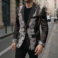 Black and Beige Hawaii Shell Lei Blazer Hawaiian Sunrise Shell Hebrew Cone Plumeria - Polynesian Pride