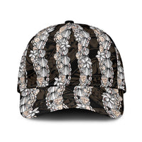 Black and Beige Hawaii Shell Lei Classic Cap Hawaiian Sunrise Shell Hebrew Cone Plumeria LT14 Universal Fit Black - Polynesian Pride