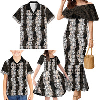 Black and Beige Hawaii Shell Lei Family Matching Mermaid Dress and Hawaiian Shirt Hawaiian Sunrise Shell Hebrew Cone Plumeria - Polynesian Pride