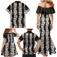 Black and Beige Hawaii Shell Lei Family Matching Mermaid Dress and Hawaiian Shirt Hawaiian Sunrise Shell Hebrew Cone Plumeria - Polynesian Pride