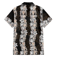 Black and Beige Hawaii Shell Lei Family Matching Off Shoulder Maxi Dress and Hawaiian Shirt Hawaiian Sunrise Shell Hebrew Cone Plumeria - Polynesian Pride