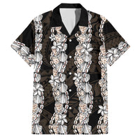 Black and Beige Hawaii Shell Lei Family Matching Summer Maxi Dress and Hawaiian Shirt Hawaiian Sunrise Shell Hebrew Cone Plumeria - Polynesian Pride