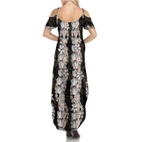 Black and Beige Hawaii Shell Lei Family Matching Summer Maxi Dress and Hawaiian Shirt Hawaiian Sunrise Shell Hebrew Cone Plumeria - Polynesian Pride