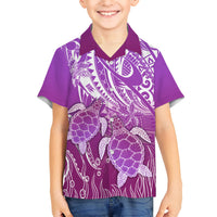Polynesia Valentine Day Kid Hawaiian Shirt Polynesian Sea Turtle Purple Version LT14 Kid Purple - Polynesian Pride