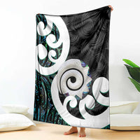 Aotearoa Koru Blanket Cyan Maori Paua Shell Mix Silver Fern LT14 - Polynesian Pride