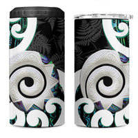 Aotearoa Koru 4 in 1 Can Cooler Tumbler Cyan Maori Paua Shell Mix Silver Fern LT14 One Size: 16 oz Black - Polynesian Pride
