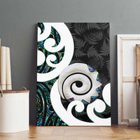 Aotearoa Koru Canvas Wall Art Cyan Maori Paua Shell Mix Silver Fern LT14 - Polynesian Pride