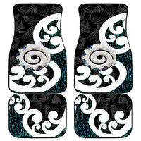 Aotearoa Koru Car Mats Cyan Maori Paua Shell Mix Silver Fern LT14 - Polynesian Pride