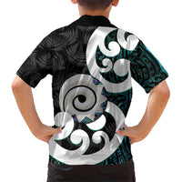 Aotearoa Koru Hawaiian Shirt Cyan Maori Paua Shell Mix Silver Fern LT14 - Polynesian Pride
