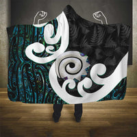 Aotearoa Koru Hooded Blanket Cyan Maori Paua Shell Mix Silver Fern LT14 - Polynesian Pride