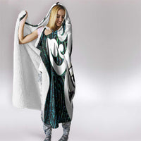Aotearoa Koru Hooded Blanket Cyan Maori Paua Shell Mix Silver Fern LT14 - Polynesian Pride