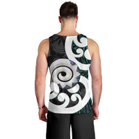 Aotearoa Koru Men Tank Top Cyan Maori Paua Shell Mix Silver Fern LT14 - Polynesian Pride