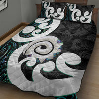 Aotearoa Koru Quilt Bed Set Cyan Maori Paua Shell Mix Silver Fern LT14 - Polynesian Pride