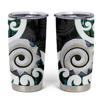 Aotearoa Koru Tumbler Cup Cyan Maori Paua Shell Mix Silver Fern LT14 Black - Polynesian Pride