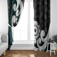 Aotearoa Koru Window Curtain Cyan Maori Paua Shell Mix Silver Fern LT14 - Polynesian Pride
