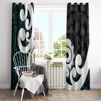 Aotearoa Koru Window Curtain Cyan Maori Paua Shell Mix Silver Fern LT14 - Polynesian Pride