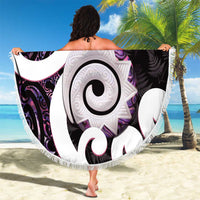 Aotearoa Koru Beach Blanket Purple Maori Paua Shell Mix Silver Fern LT14 - Polynesian Pride