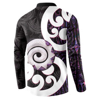 Aotearoa Koru Button Sweatshirt Purple Maori Paua Shell Mix Silver Fern LT14 - Polynesian Pride