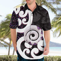 Aotearoa Koru Hawaiian Shirt Purple Maori Paua Shell Mix Silver Fern LT14 - Polynesian Pride