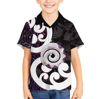 Aotearoa Koru Hawaiian Shirt Purple Maori Paua Shell Mix Silver Fern LT14 - Polynesian Pride