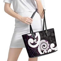 Aotearoa Koru Leather Tote Bag Purple Maori Paua Shell Mix Silver Fern LT14 - Polynesian Pride