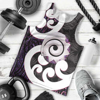 Aotearoa Koru Men Tank Top Purple Maori Paua Shell Mix Silver Fern LT14 - Polynesian Pride
