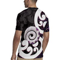 Aotearoa Koru Rugby Jersey Purple Maori Paua Shell Mix Silver Fern LT14 - Polynesian Pride
