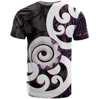 Aotearoa Koru T Shirt Purple Maori Paua Shell Mix Silver Fern LT14 - Polynesian Pride