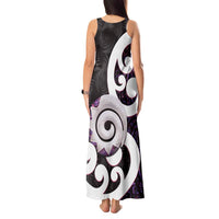 Aotearoa Koru Tank Maxi Dress Purple Maori Paua Shell Mix Silver Fern LT14 - Polynesian Pride