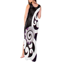 Aotearoa Koru Tank Maxi Dress Purple Maori Paua Shell Mix Silver Fern LT14 - Polynesian Pride