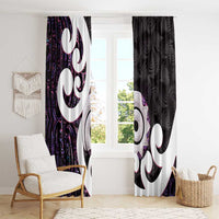 Aotearoa Koru Window Curtain Purple Maori Paua Shell Mix Silver Fern LT14 - Polynesian Pride