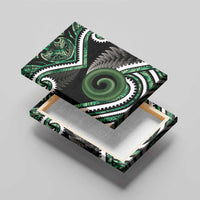 Koru Pounamu Aotearoa Canvas Wall Art Maori Paua Shell Mix Silver Fern LT14 - Polynesian Pride