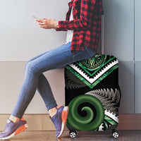 Koru Pounamu Aotearoa Luggage Cover Maori Paua Shell Mix Silver Fern