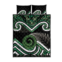 Koru Pounamu Aotearoa Quilt Bed Set Maori Paua Shell Mix Silver Fern LT14 - Polynesian Pride