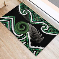 Koru Pounamu Aotearoa Rubber Doormat Maori Paua Shell Mix Silver Fern LT14 - Polynesian Pride