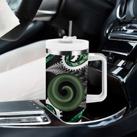 Koru Pounamu Aotearoa Tumbler With Handle Maori Paua Shell Mix Silver Fern LT14 - Polynesian Pride