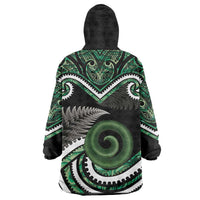 Koru Pounamu Aotearoa Wearable Blanket Hoodie Maori Paua Shell Mix Silver Fern LT14 - Polynesian Pride