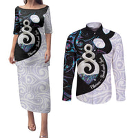 Aotearoa Pikorua Couples Matching Puletasi and Long Sleeve Button Shirt NZ Twist - Bond And Love LT14 White - Polynesian Pride