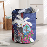 United States Guam Laundry Basket USA Eagle Guahan Seal Bougainvillea LT14 Blue - Polynesian Pride