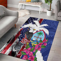 United States Guam Area Rug USA Eagle Guahan Seal Bougainvillea - Polynesian Pride