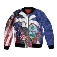United States Guam Bomber Jacket USA Eagle Guahan Seal Bougainvillea - Polynesian Pride