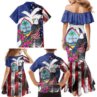 United States Guam Family Matching Mermaid Dress and Hawaiian Shirt USA Eagle Guahan Seal Bougainvillea - Polynesian Pride