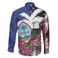 United States Guam Family Matching Off Shoulder Maxi Dress and Hawaiian Shirt USA Eagle Guahan Seal Bougainvillea - Polynesian Pride