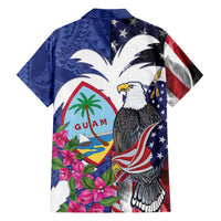 United States Guam Family Matching Short Sleeve Bodycon Dress and Hawaiian Shirt USA Eagle Guahan Seal Bougainvillea - Polynesian Pride