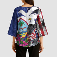 United States Guam Kimono Sleeve Blouse USA Eagle Guahan Seal Bougainvillea - Polynesian Pride